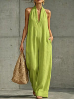 Full Size Halter Neck Wide-Leg Jumpsuit Plus Size