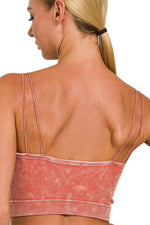 Zenana Washed Ribbed Seamless Double Strap Brami - Ladyez