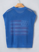 Flag Graphic Short Sleeve Sweater Top