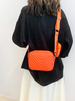 Chevron Quilted Crossbody Bag with Mini Pouch