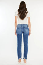 Kancan High Rise Distressed Slim Straight Jeans - Ladyez