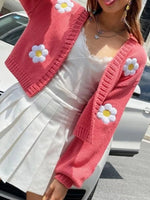 Floral Open Front Knit Cardigan