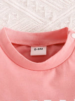 Children's Letter Round Neck Tee and Shorts Set
