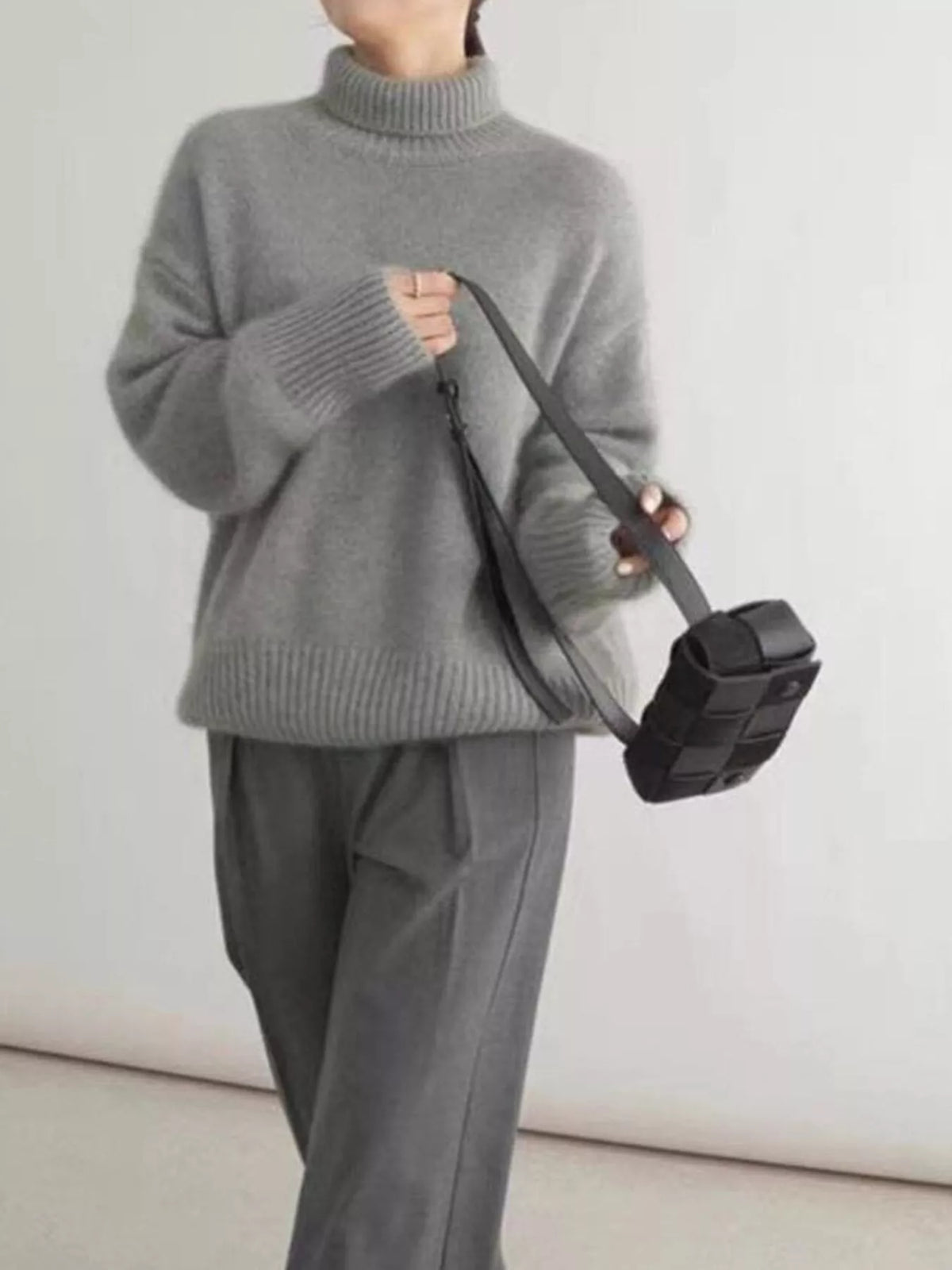Turtleneck Dropped Shoulder Sweater