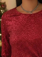 Full Size Sequin Bow-Knot Long Sleeve Top Plus Size