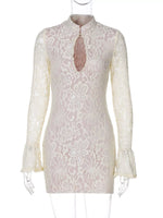 Lace Cutout Long Sleeve Mini Dress