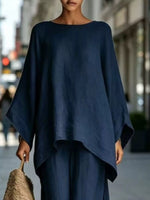 Full Size Batwing Sleeve Top and Wide-Leg Pants Set Plus Size