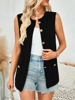 Button Down Round Neck Knit Vest