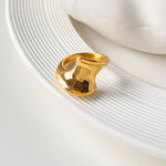 18K Gold-Plated Twisted Wave Statement Ring - Ladyez