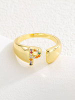 18K Gold-Plated Zircon Letter Ring