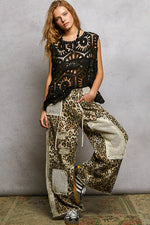 POL Openwork Round Neck Floral Crochet Tank