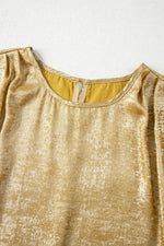 Metallic Gold Short Sleeve Casual Blouse - Ladyez