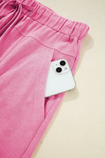 Mineral Wash Exposed Seam Drawstring High Waist Wide Leg Cargo Pants
