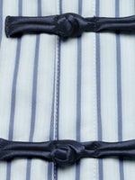 Striped Mandarin Knot Buttons Peplum Hem Shirt