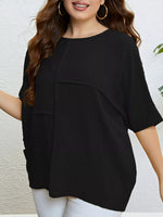 Plus Size Relaxed Fit Textured Half Sleeve T-Shirt