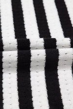 Stripe Pointelle Knit Contrast Trim Sleeveless Sweater Top