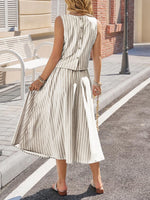 Striped Sleeveless Top and Midi Skirt Set
