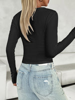 Devine V-Neck Long Sleeve T-Shirt - Ladyez