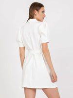 Tie Waist Short Sleeve Blazer Dress - Ladyez