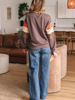 Sequin Bow Pumpkin Round Neck Sweatshirt