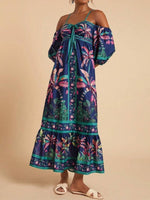 Tropical Print Spaghetti Strap Maxi Dress