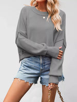 Crew Neck Dropped Shoulder Sweater