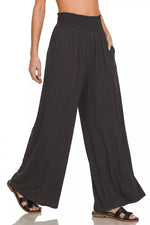 Zenana Smocked Waist Wide Leg Palazzo Pants
