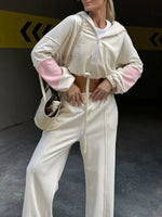 Zip Up Hoodie and Wide-Leg Pants Set