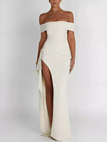Off-Shoulder High Slit Maxi Dress