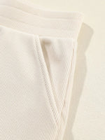Collared Split Neck Ribbed 2pcs Outfit Set