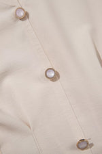 V Neck Long Sleeve Smocked Waist Elegant Blouse
