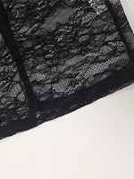 Lace Sheer Mock Neck Long Sleeve Maxi Dress