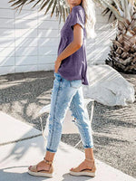 Full Size Notched Short Sleeve T-Shirt Plus Size