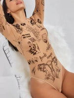 Printed Long Sleeve Bodysuit