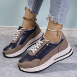 Zipper Detail Lace Up Sneakers