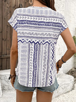 Geometric Print Short Sleeve Blouse