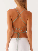 Crisscross Back V-Neck Cami - Ladyez