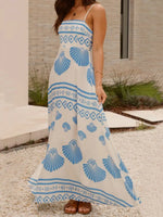 Seashell Print Spaghetti Strap Maxi Dress - Ladyez