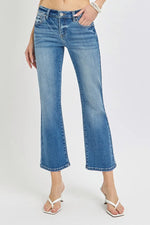 RISEN Full Size Low Rise Crop Flare Jeans Plus Size - Ladyez