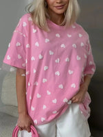 Heart Print Oversized T-Shirt