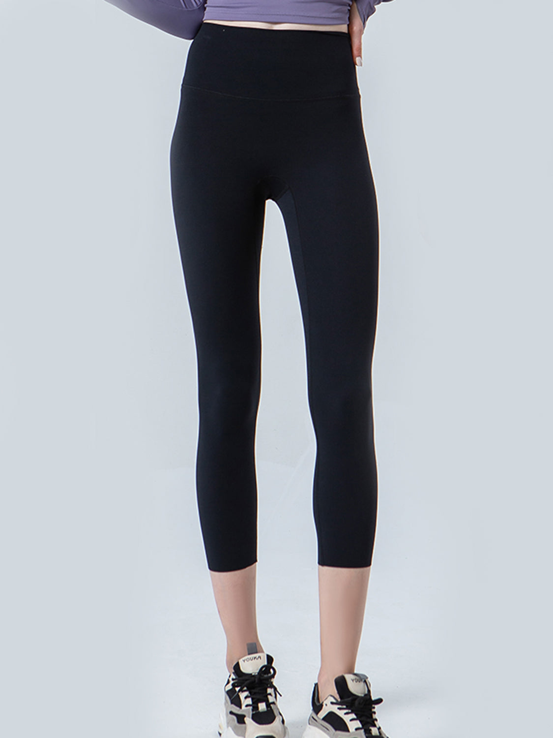 Wide Waistband Cropped Sports Leggings - Ladyez