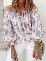 Off-Shoulder Floral Print Blouse - Ladyez