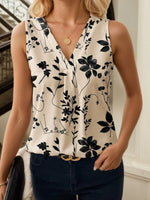 Printed V-Neck Tank - Ladyez