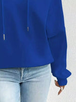 Full Size Off-Shoulder Drawstring Long Sleeve Top Plus Size
