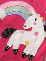Children's Unicorn Polka Dot Round Neck Dress