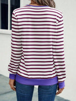 Striped V-Neck Long Sleeve T-Shirt