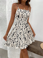 Smocked Printed Ruffled Hem Cami Dress