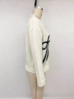 Bow Graphic Round Neck Sweater
