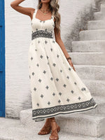 Printed Wide Strap Midi Dress