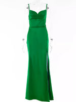 Ruched Split Spaghetti Strap Maxi Dress